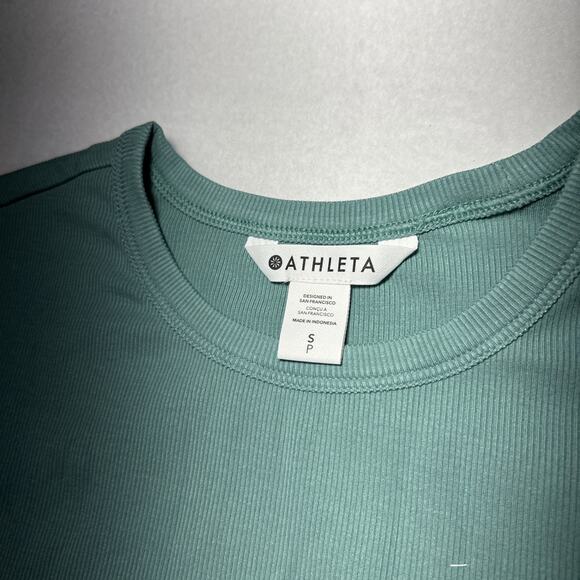Athleta - Signature Rib Crop Tee -S Green NWT - Picture 3 of 5